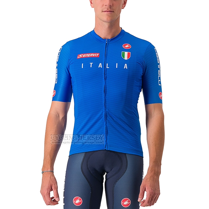 2023 Cycling Jersey Italy Bluee Short Sleeve and Bib Short